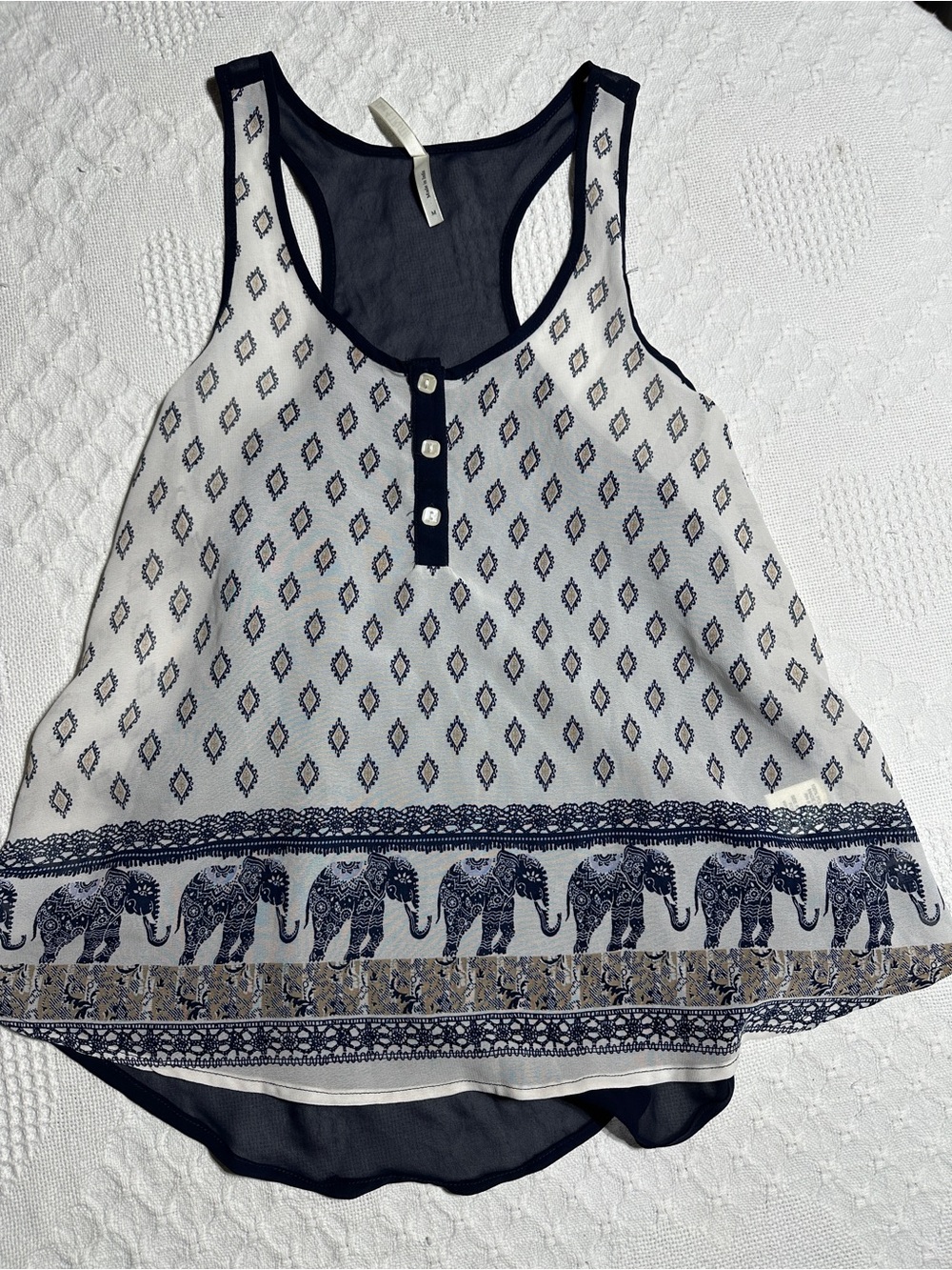 Live 4 Truth Elephant Print Sleeveless Racerback Tank Medium Boho